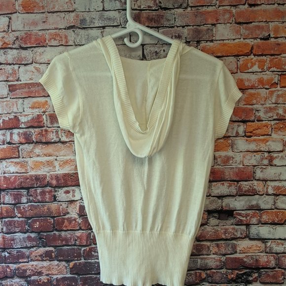 COTTON EMPORIUM Short Sleeve Open-Hooded Sweater M - Picture 4 of 5